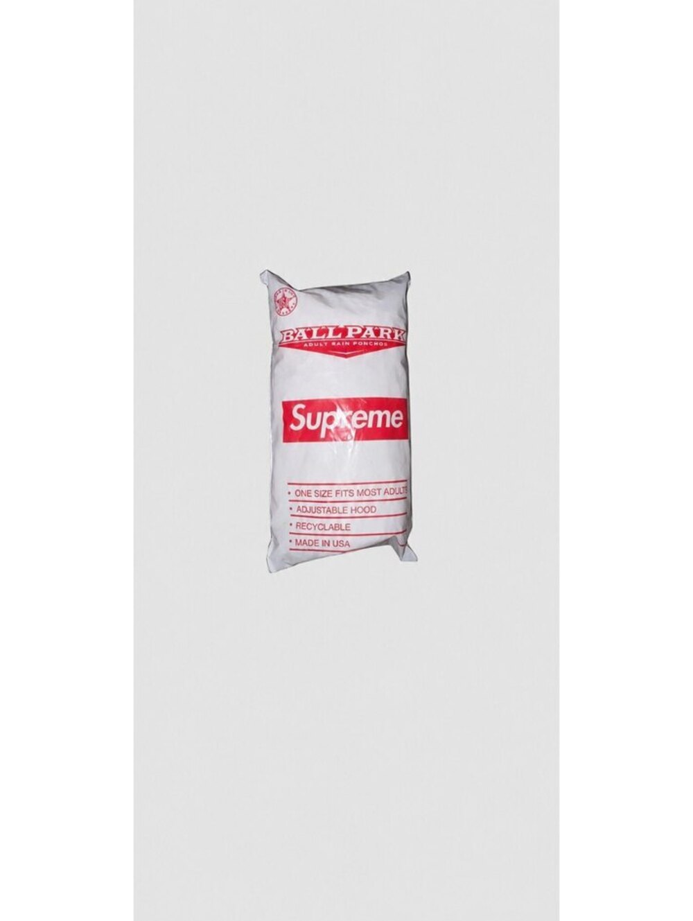 Supreme Ball Park Adult Rain Poncho SS20 Sealed One Size